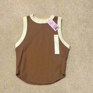 Brown and white cropped tank